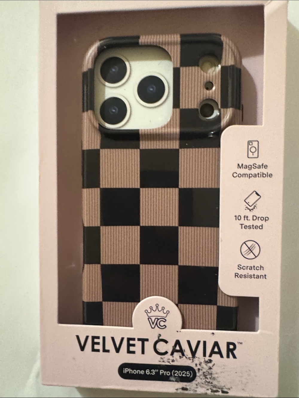 Velvet Caviar Checkerboard iPhone Case - Brown & Black